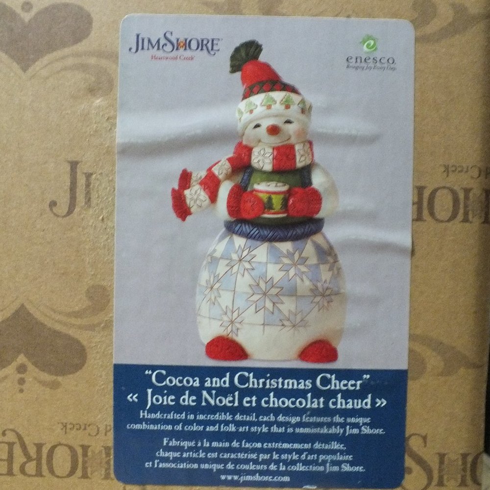 Enesco Jim Shore Heartwood Creek Cozy Snowman with Cocoa Figurine